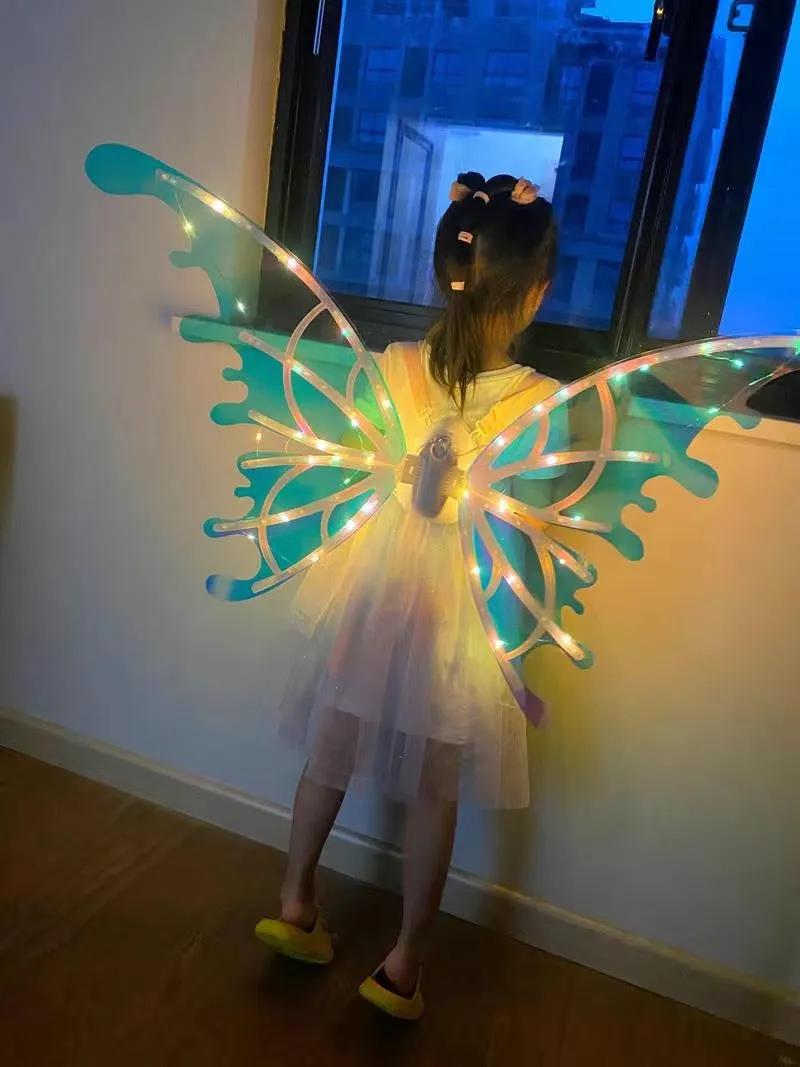 Chrismas Gift Butterfly Wings Fairy Angel Elf LED Glowing Luminous with Music Glowing Cosplay Prop