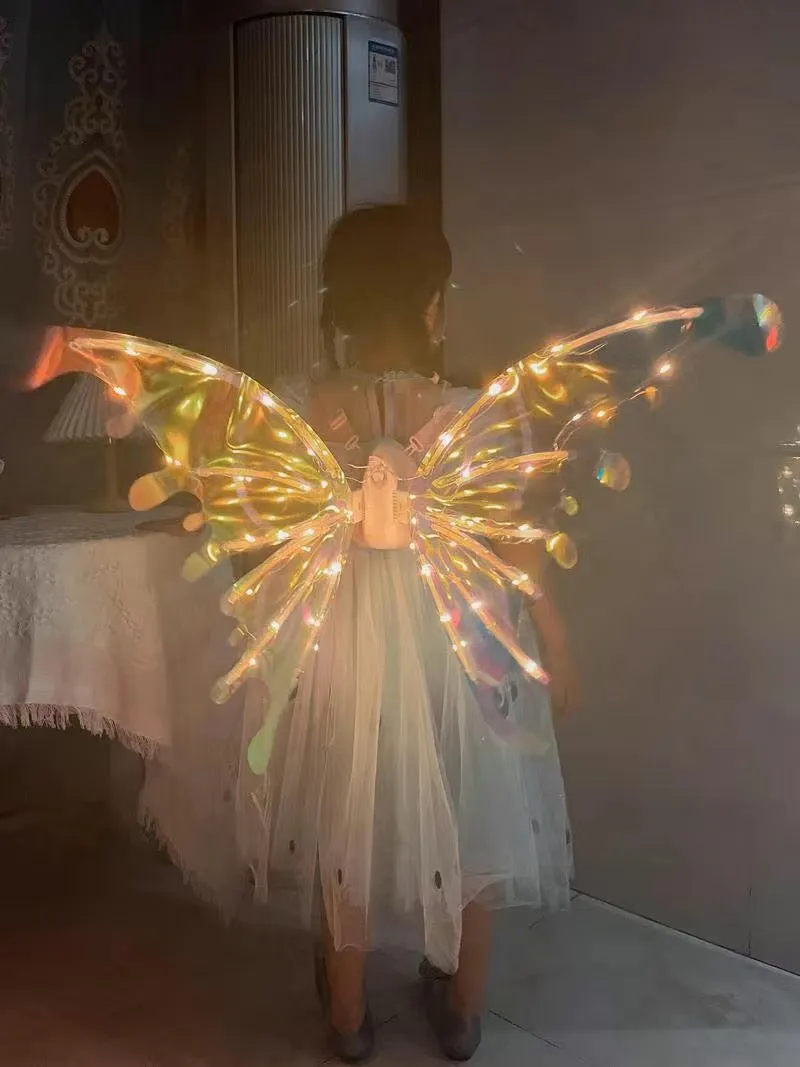 Chrismas Gift Butterfly Wings Fairy Angel Elf LED Glowing Luminous with Music Glowing Cosplay Prop