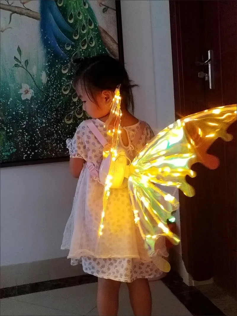 Chrismas Gift Butterfly Wings Fairy Angel Elf LED Glowing Luminous with Music Glowing Cosplay Prop