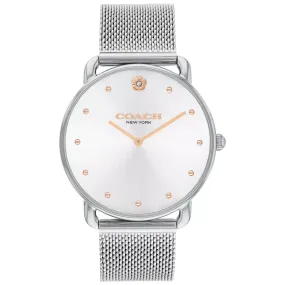 COACH Elliot White Sunray Dial Mesh Stainless Steel Bracelet Watch 36mm - 14504207