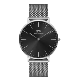 Daniel Wellington Classic 40 Sterling Silver & Onyx Watch