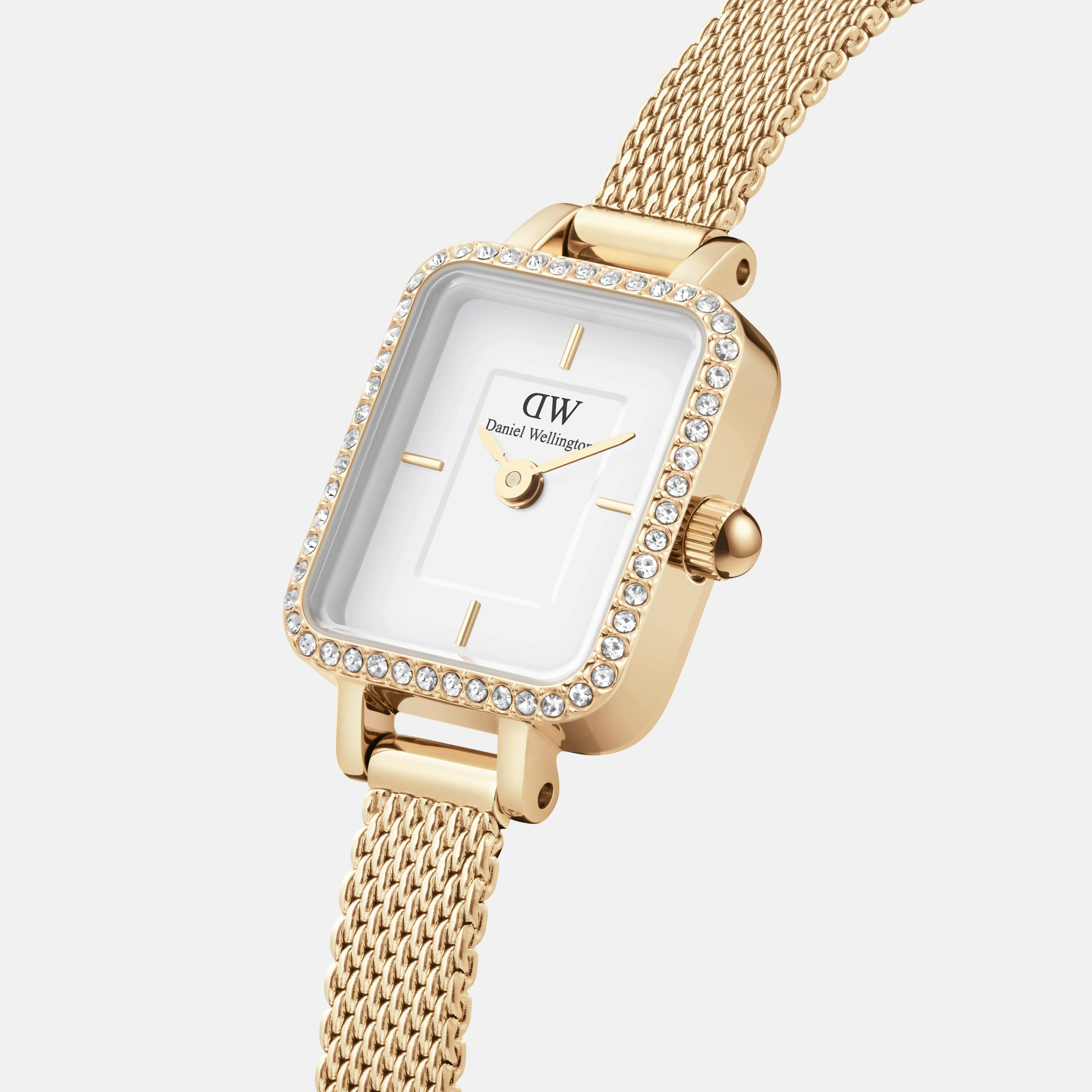 Daniel Wellington Quadro Mini Lumine Bezel 15x18 Evergold G White Watch