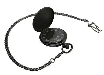 David Aster Gun Metal Quartz Full Hunter Pocket Watch