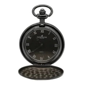 David Aster Gun Metal Quartz Full Hunter Pocket Watch