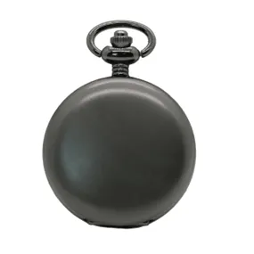 David Aster Gun Metal Quartz Full Hunter Pocket Watch