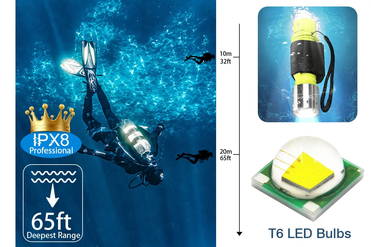Diving Flashlight Scuba Light Underwater 20 Meter ( 65 ft)