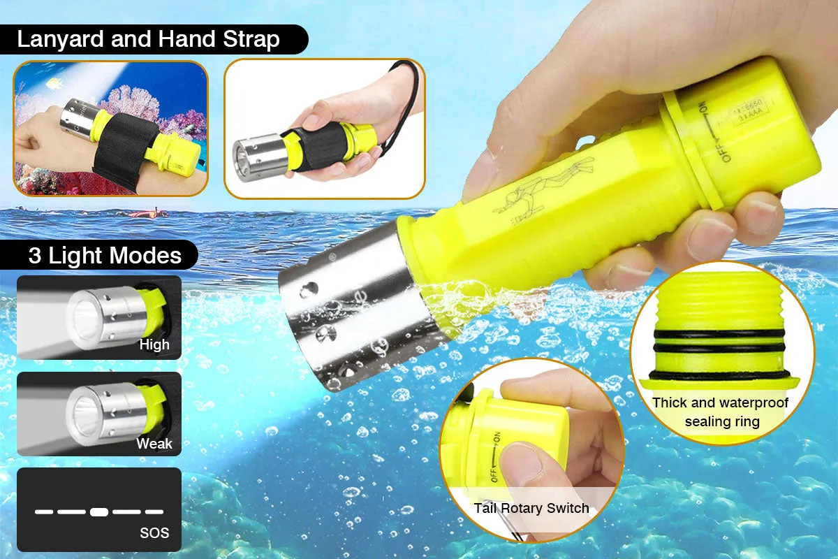 Diving Flashlight Scuba Light Underwater 20 Meter ( 65 ft)