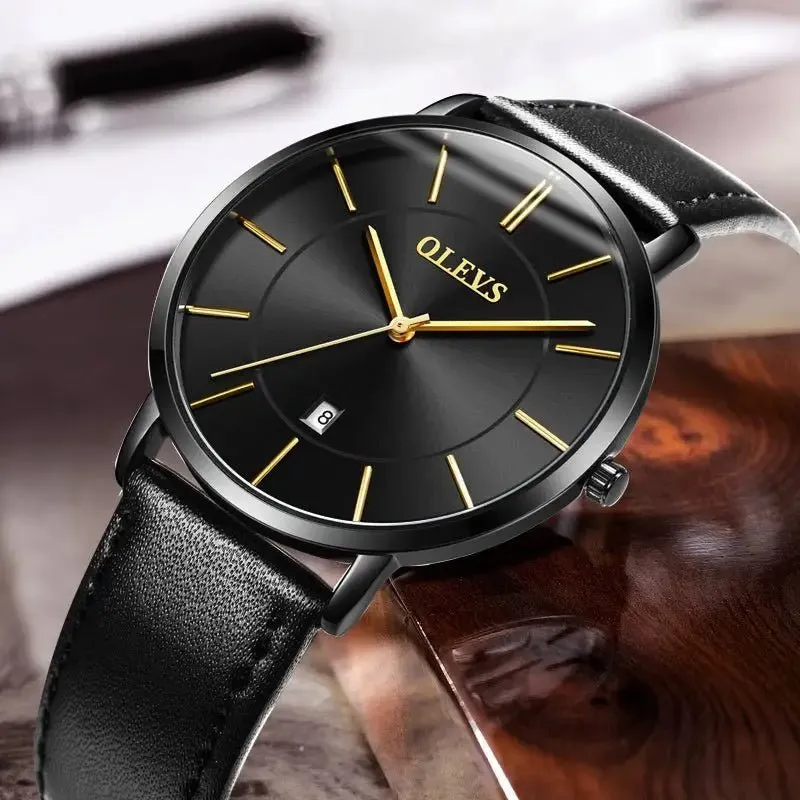 elegant watches for men: 40mm Dial, 6.5mm Slim Case, 3 Bar Water Resistance