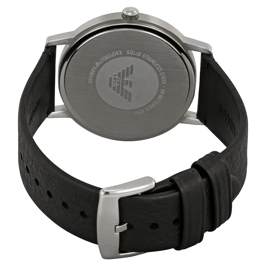 Emporio Armani Kappa Black Dial Black Leather Men's Watch AR11013
