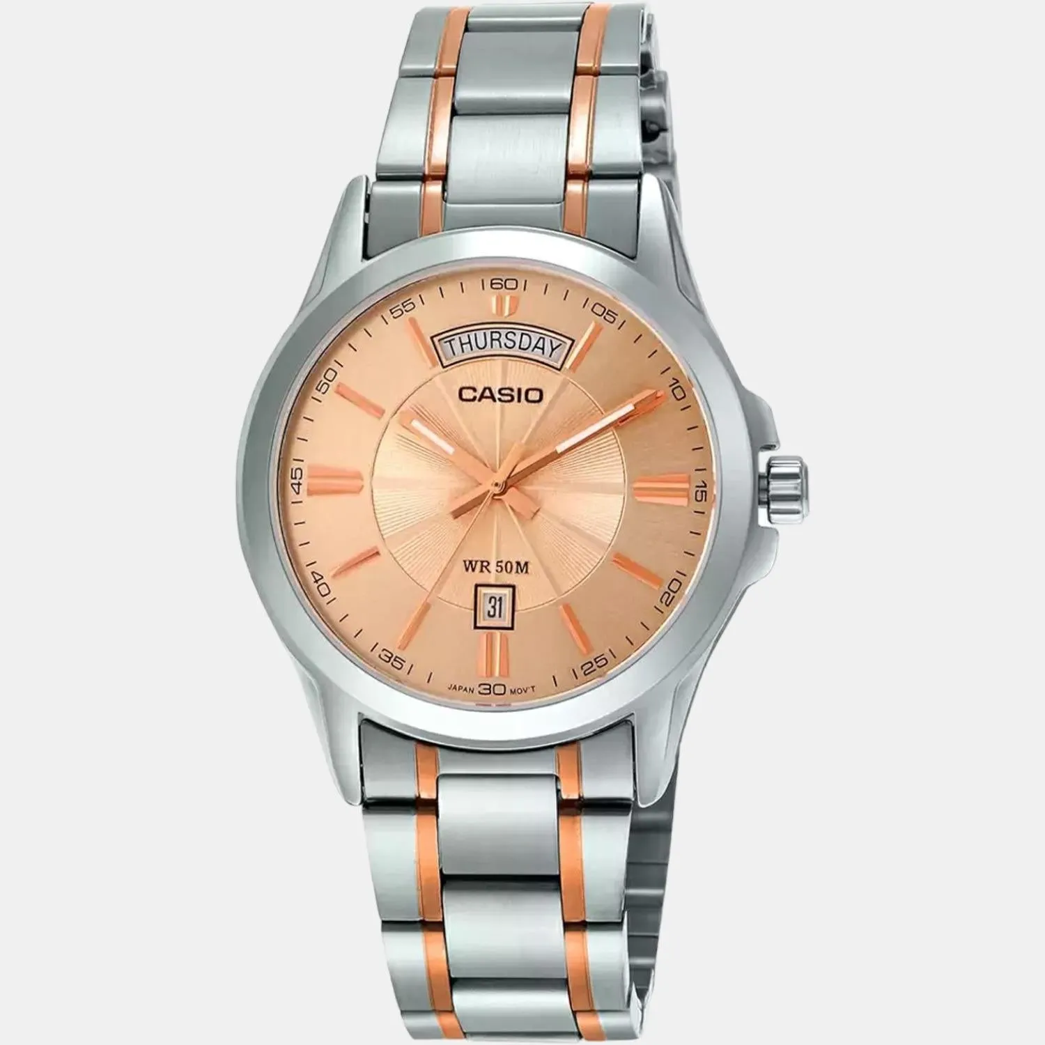 Enticer Men's Analog Stainless Steel Watch A1771 - MTP-1381HRG-9AVIF