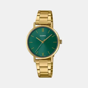 Enticer Women's Green Dial Analog Stainless Steel Watch A1999 - LTP-VT02G-3AUDF