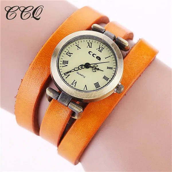 Fashion Vintage Cow Leather Bracelet Roma Watch Women WristWatch Casual Luxury Quartz Watch Relogio Feminino Gift