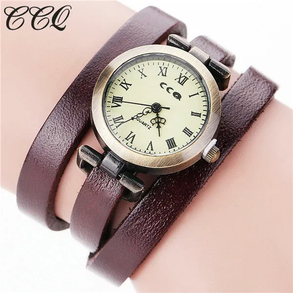 Fashion Vintage Cow Leather Bracelet Roma Watch Women WristWatch Casual Luxury Quartz Watch Relogio Feminino Gift