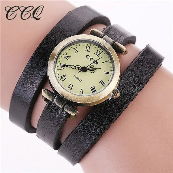 Fashion Vintage Cow Leather Bracelet Roma Watch Women WristWatch Casual Luxury Quartz Watch Relogio Feminino Gift