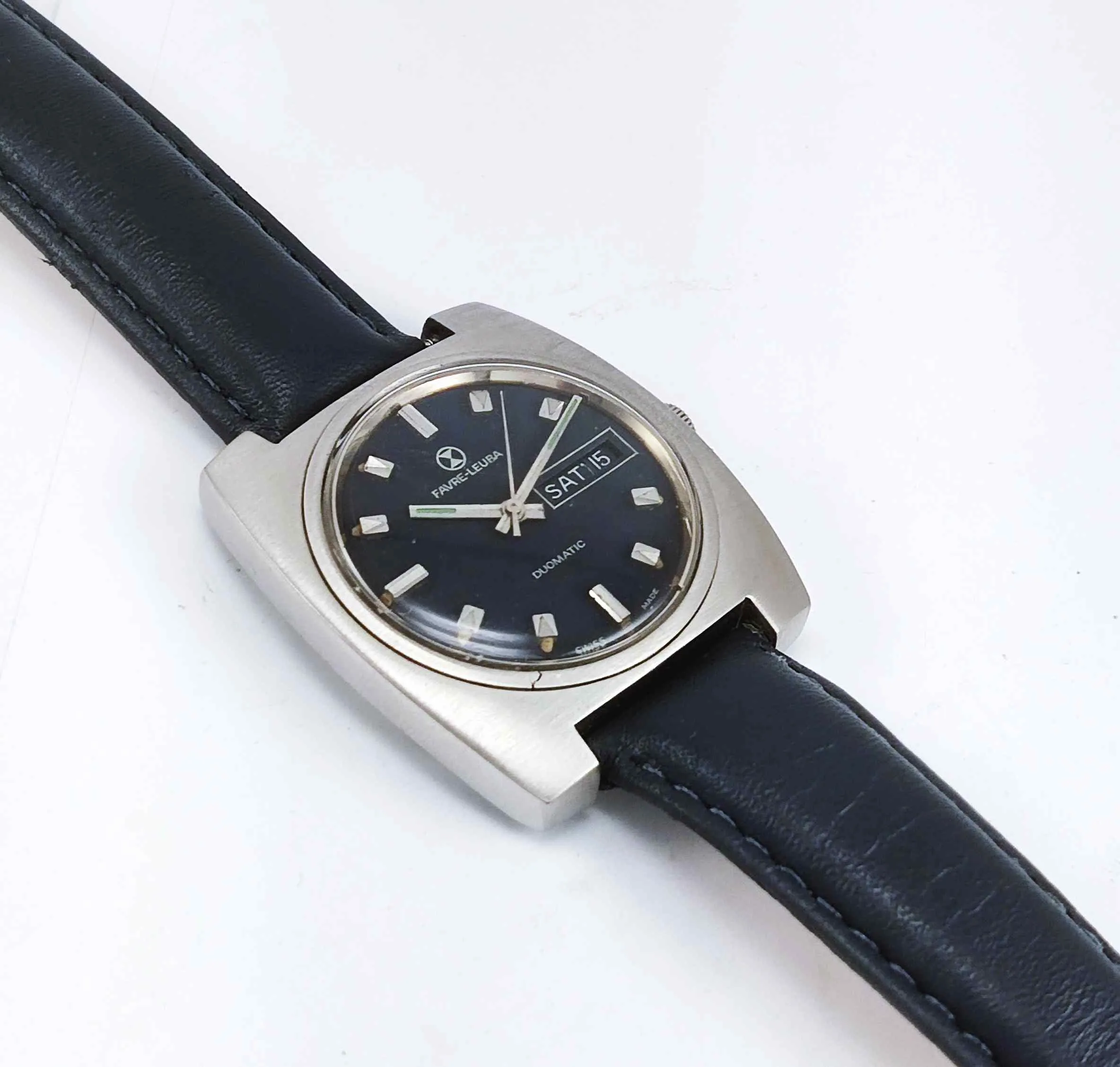Favre Leuba Duomatic 908 Navy Blue Dial Automatic 17 Jewels Men's Wrist Watch