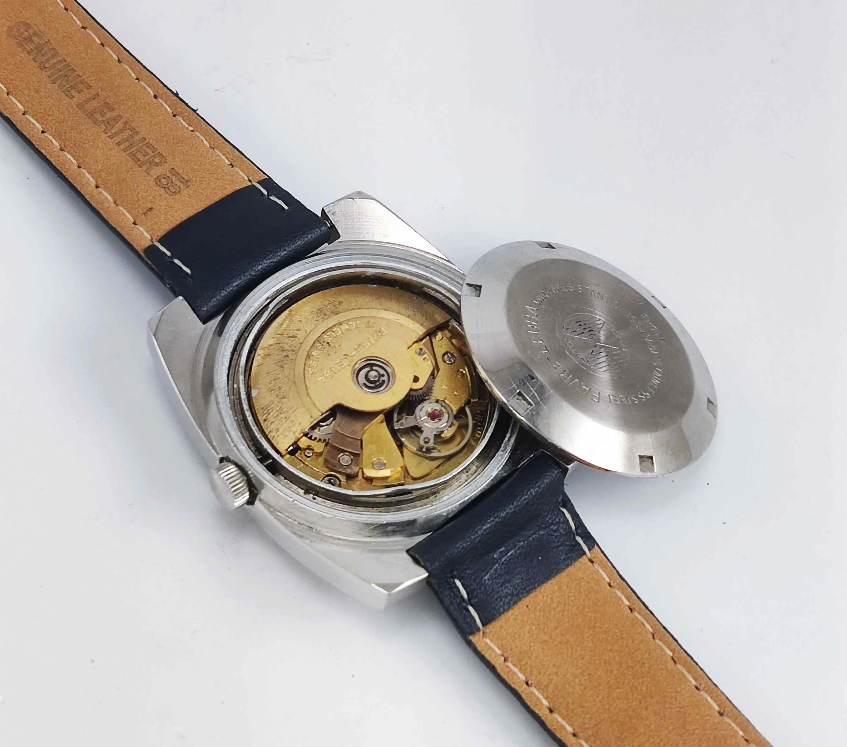 Favre Leuba Duomatic 908 Navy Blue Dial Automatic 17 Jewels Men's Wrist Watch
