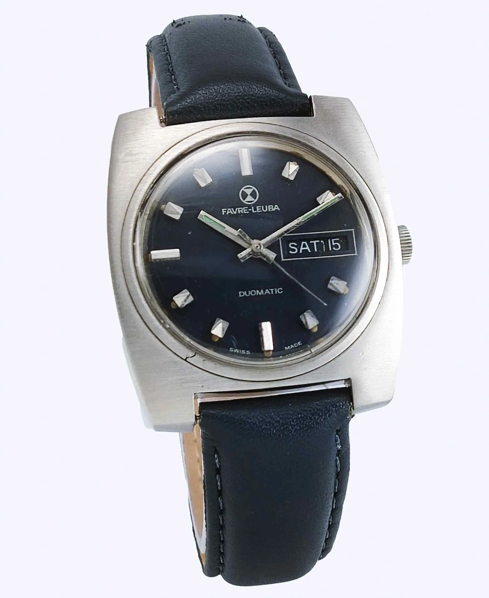 Favre Leuba Duomatic 908 Navy Blue Dial Automatic 17 Jewels Men's Wrist Watch