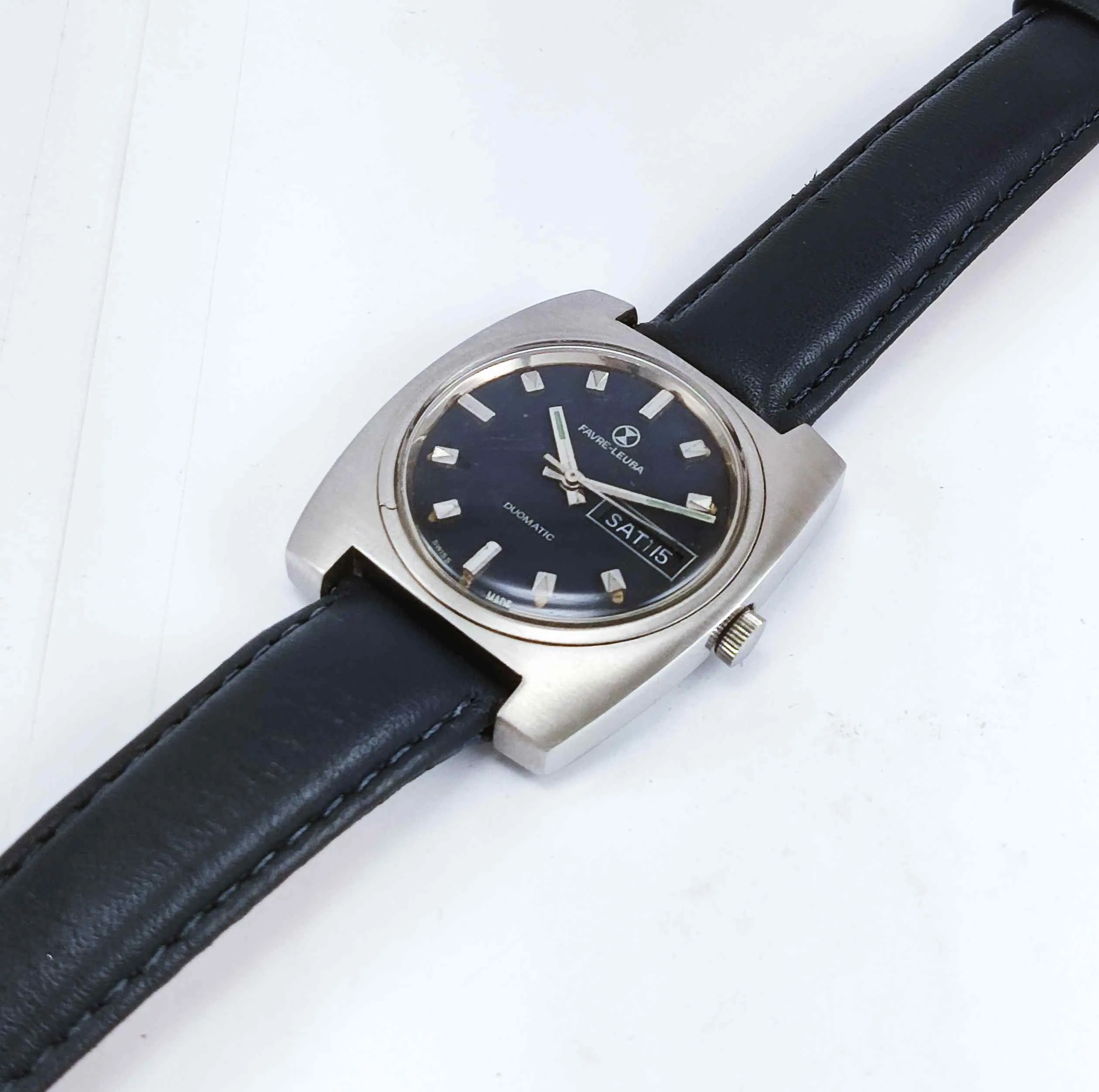 Favre Leuba Duomatic 908 Navy Blue Dial Automatic 17 Jewels Men's Wrist Watch