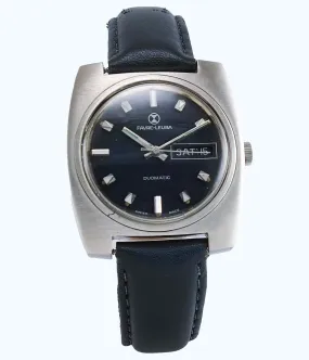 Favre Leuba Duomatic 908 Navy Blue Dial Automatic 17 Jewels Men's Wrist Watch
