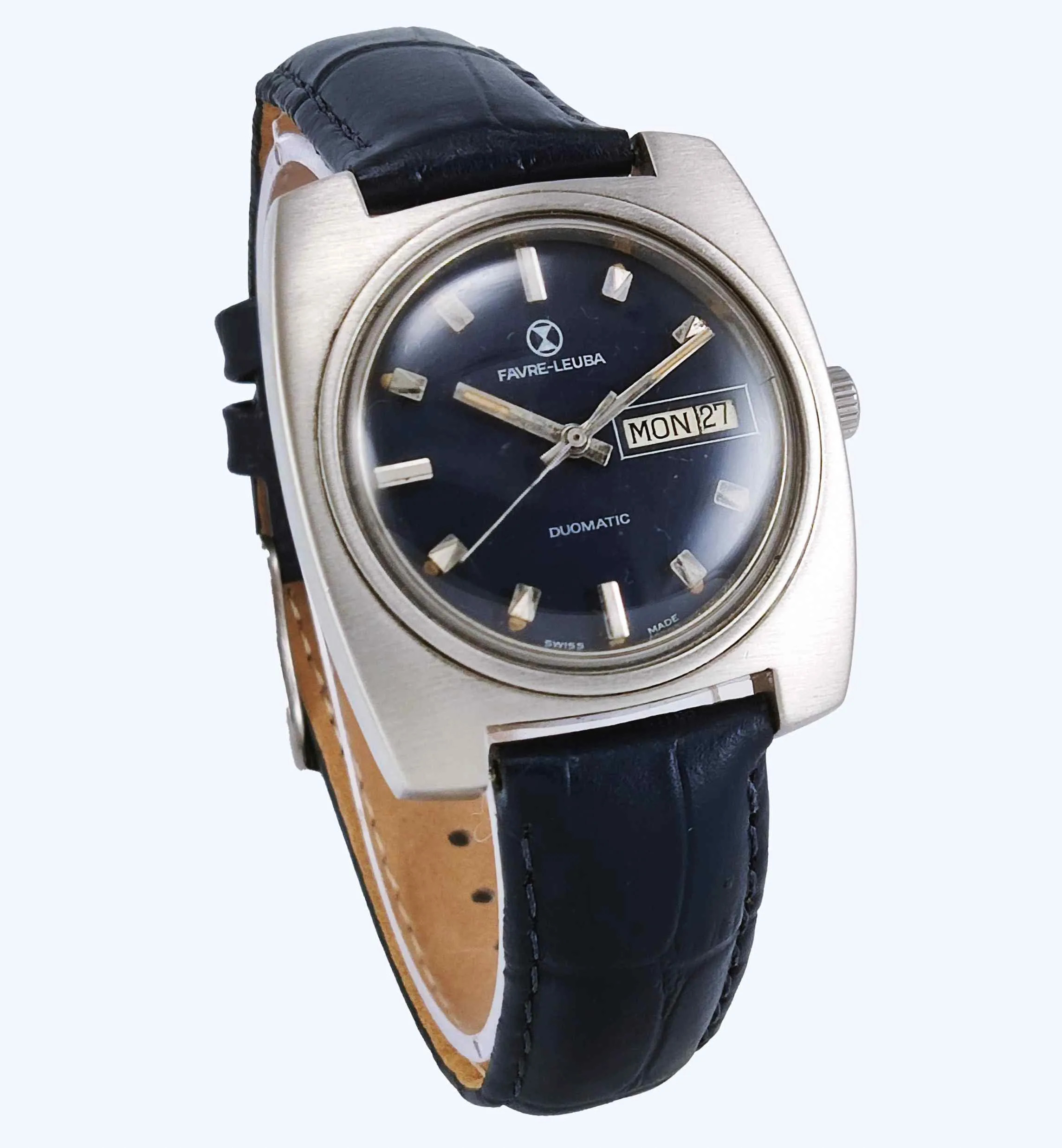 Favre Leuba Duomatic 909 Navy Blue Dial Automatic 17 Jewels Men's Wrist Watch