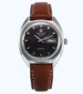 Favre Leuba Duomatic 909 Navy Brown Dial 17 Jewels Men's Automatic Watch