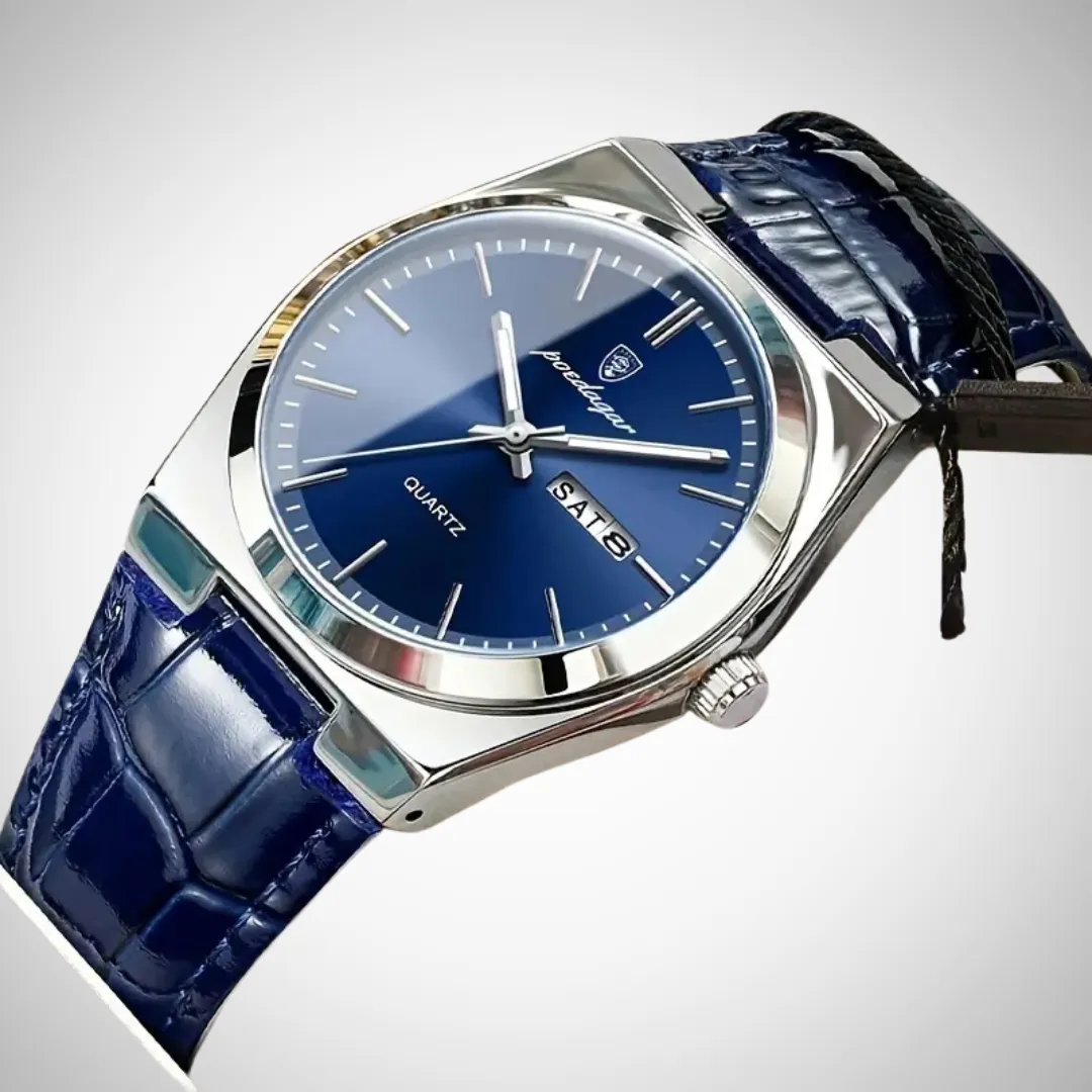 Ferdinand Elegant Blue Leather Quartz Watch