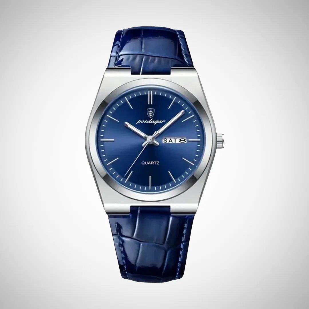 Ferdinand Elegant Blue Leather Quartz Watch