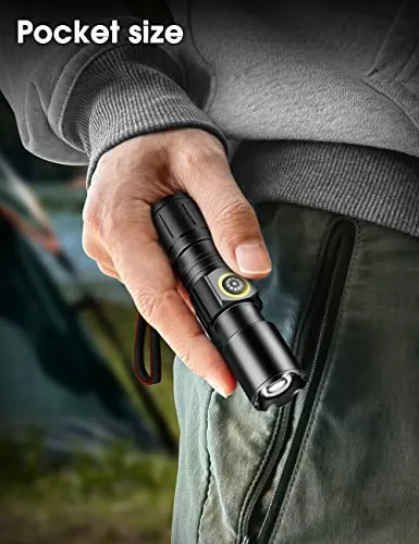 Flashlight Rechargeable, Flashlights high lumens, Mini Flashlight, LED Flashlight Rechargeable-Adjustable Brightness Tactical Flashlight for Camping, Outdoors Emergency, Christmas Gifts Men & Women