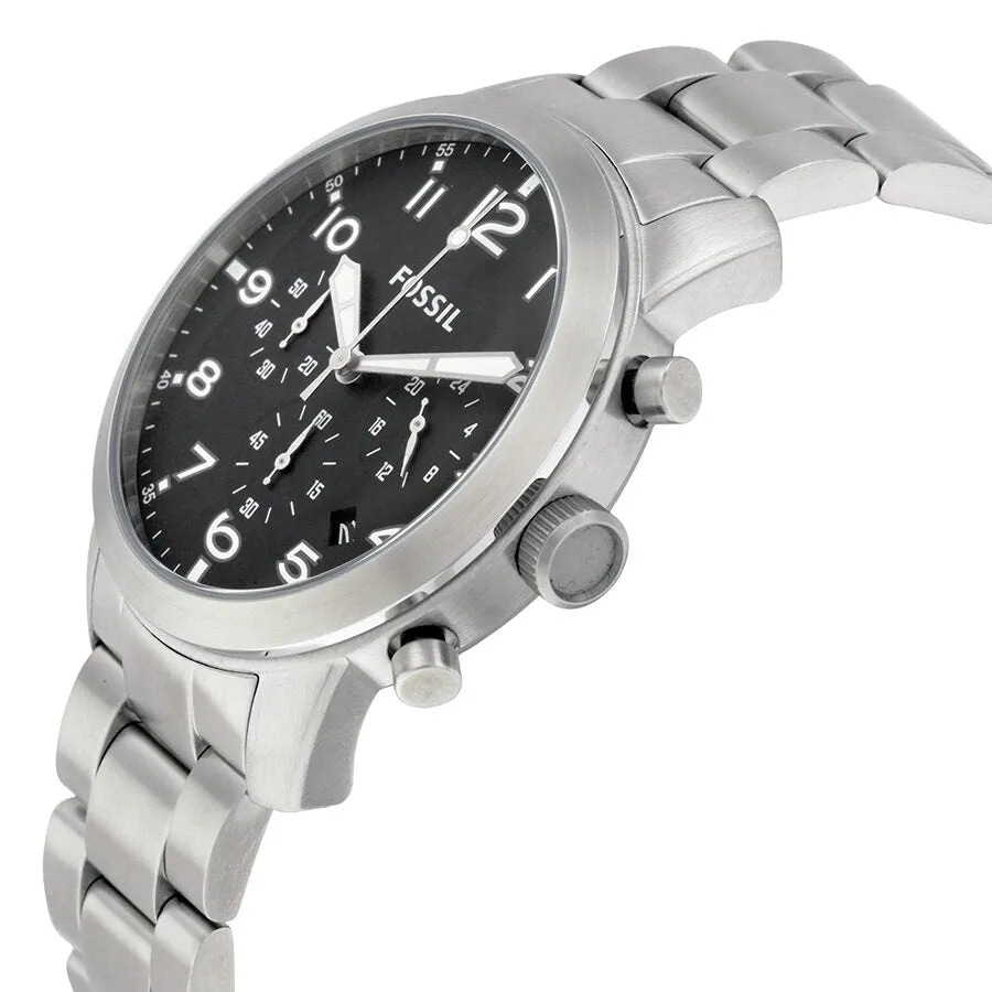 Fossil Pilot 54 Black Dial Men's Stainless Steel Chronograph Watch FS5141