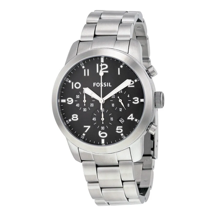 Fossil Pilot 54 Black Dial Men's Stainless Steel Chronograph Watch FS5141