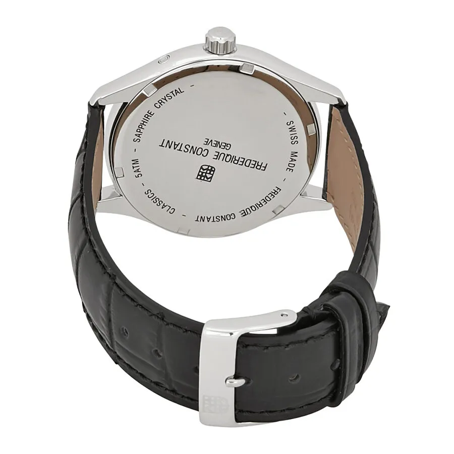 Frederique Constant Classics Silver Dial Men's Black Leather Watch FC-259WR5B6-BK