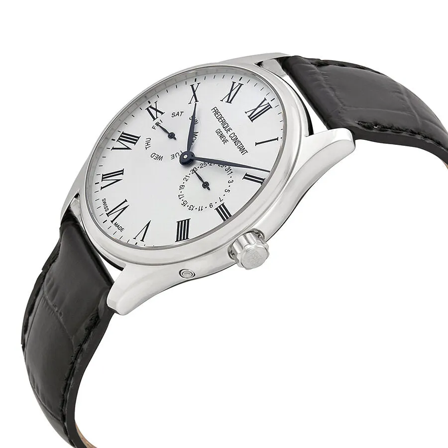 Frederique Constant Classics Silver Dial Men's Black Leather Watch FC-259WR5B6-BK