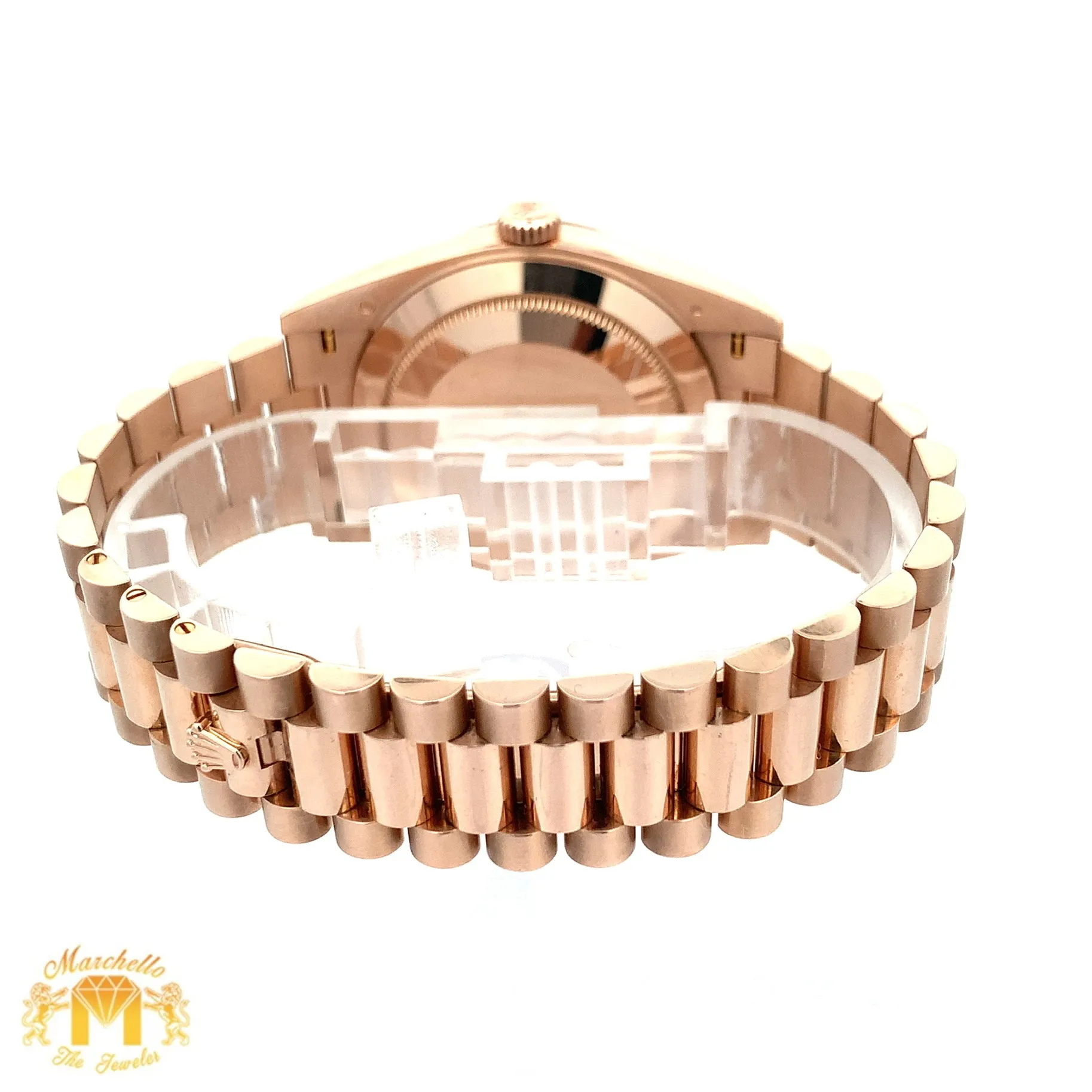 Full factory 40mm 18k Rose Gold Rolex Day-Date Presidential Watch (olive anniversary dial)