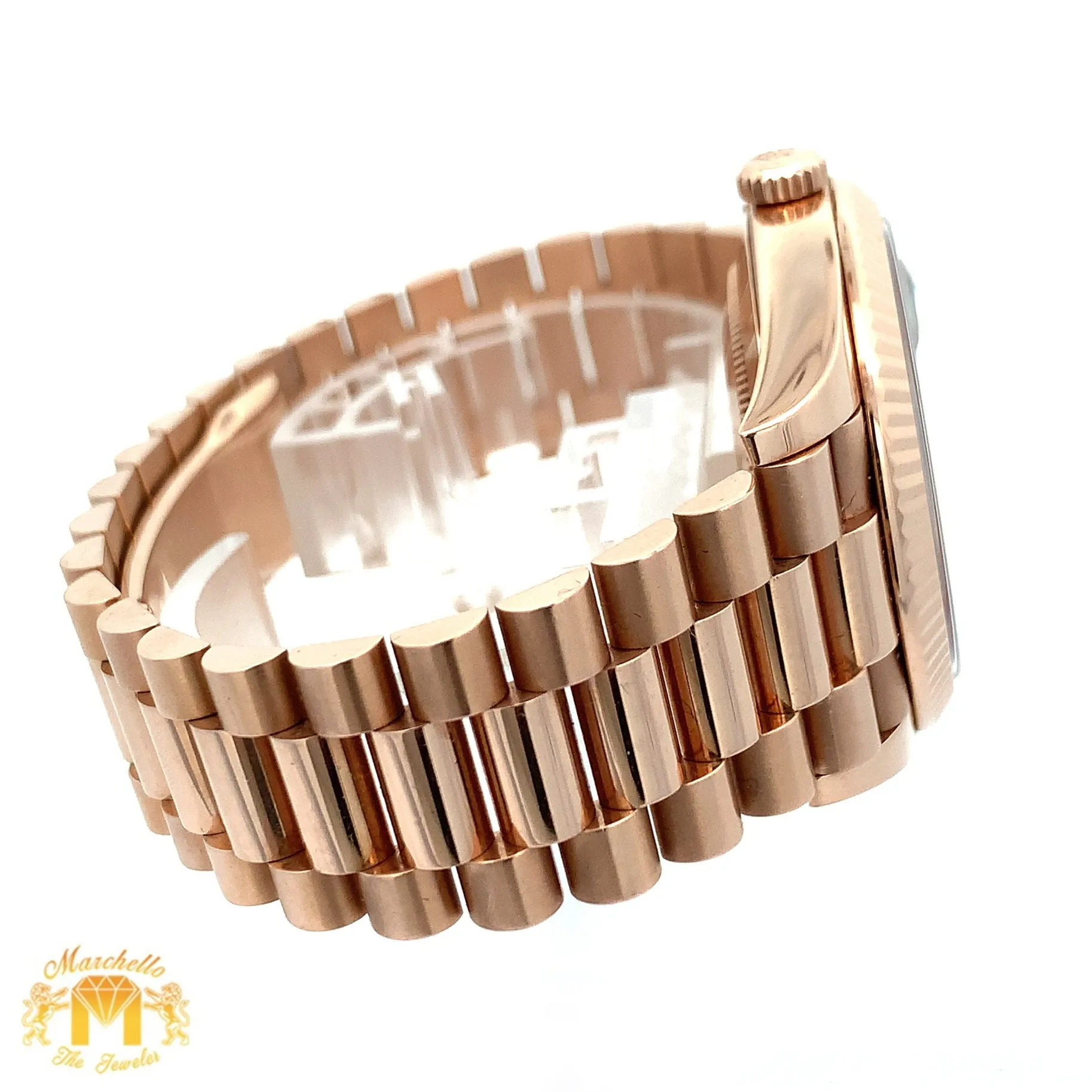 Full factory 40mm 18k Rose Gold Rolex Day-Date Presidential Watch (olive anniversary dial)