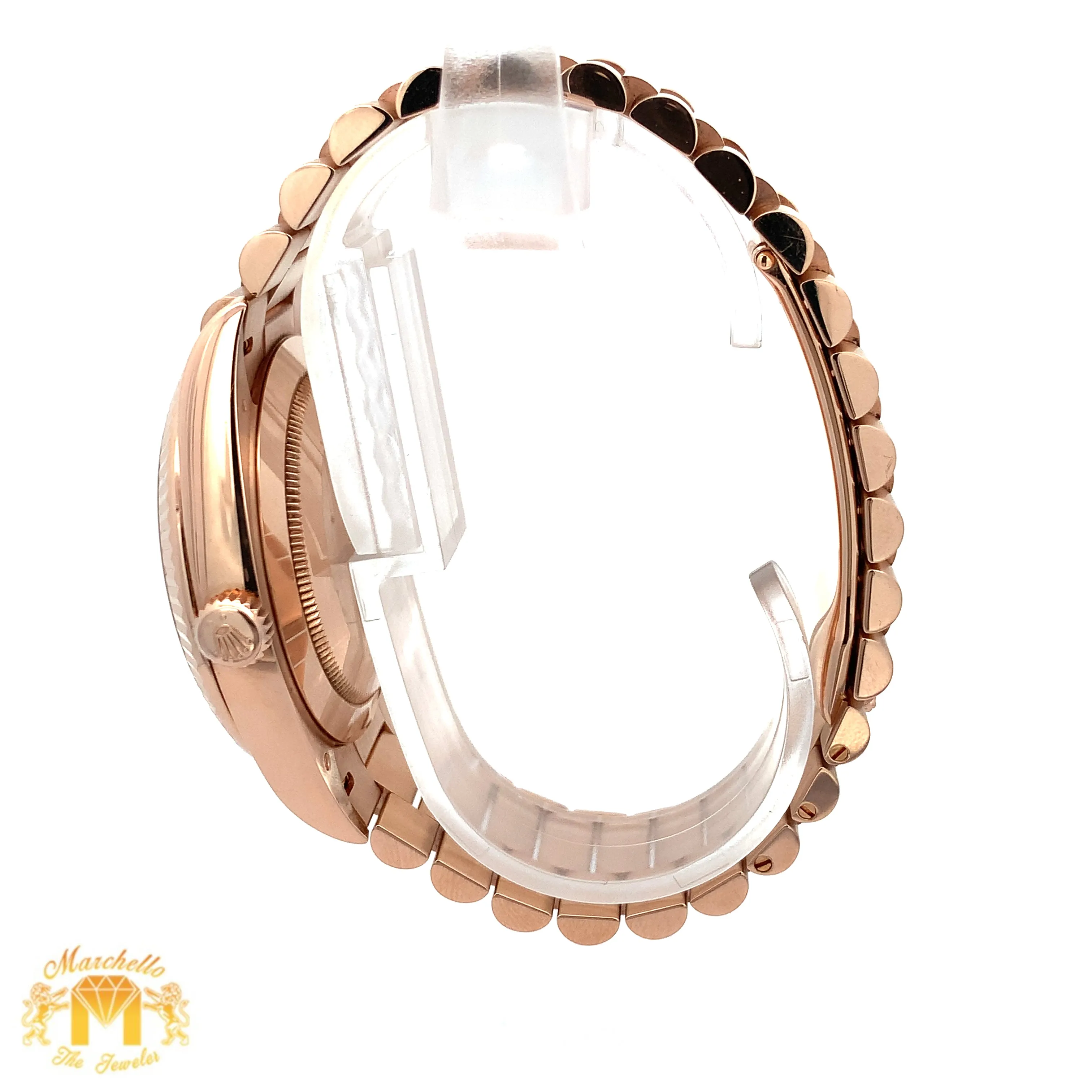 Full factory 40mm 18k Rose Gold Rolex Day-Date Presidential Watch (olive anniversary dial)