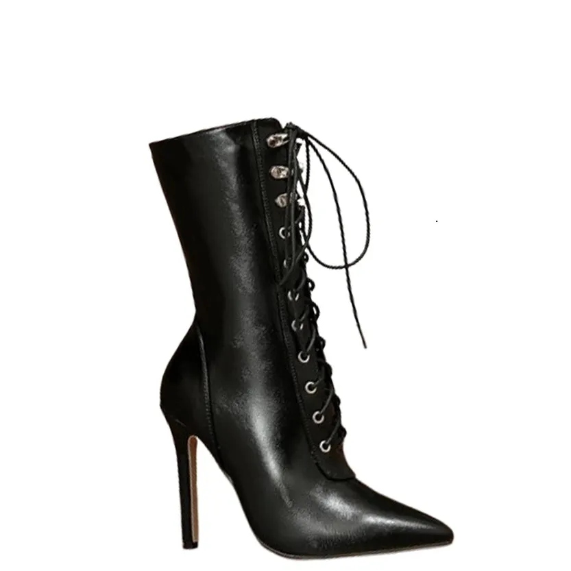 Funki Buys | Boots | Women's Lace Up Stiletto Chelsea Boots