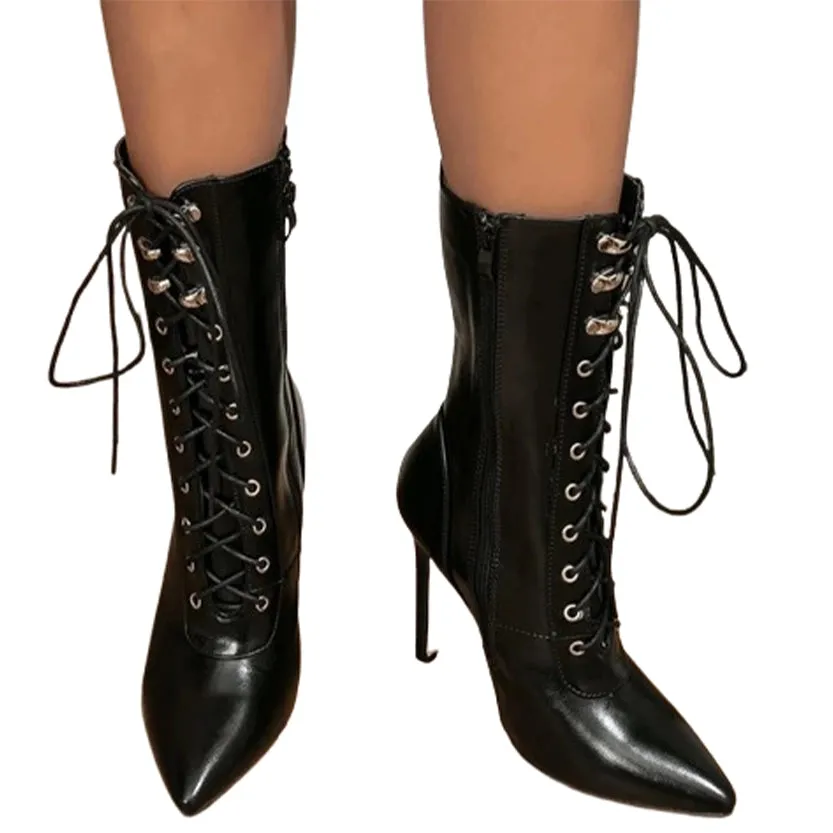 Funki Buys | Boots | Women's Lace Up Stiletto Chelsea Boots