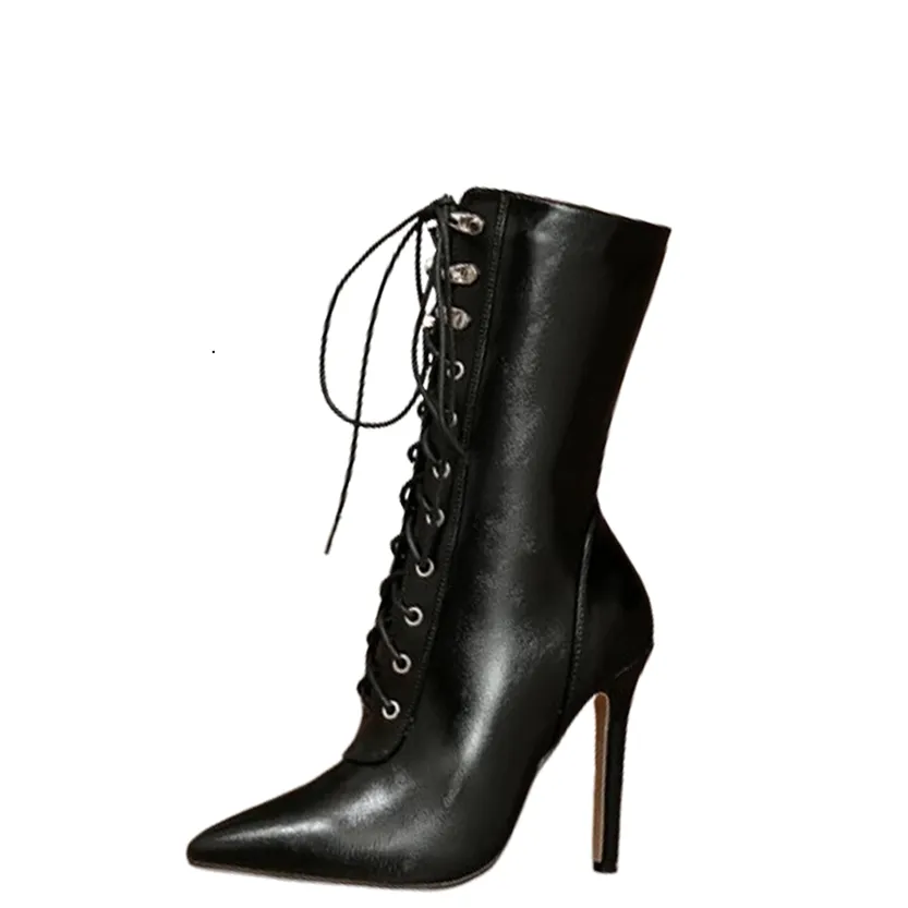Funki Buys | Boots | Women's Lace Up Stiletto Chelsea Boots