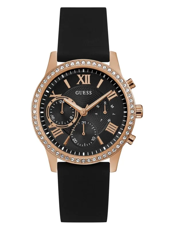 Guess U1135L4 Solar Black Silicone Strap Women Watches
