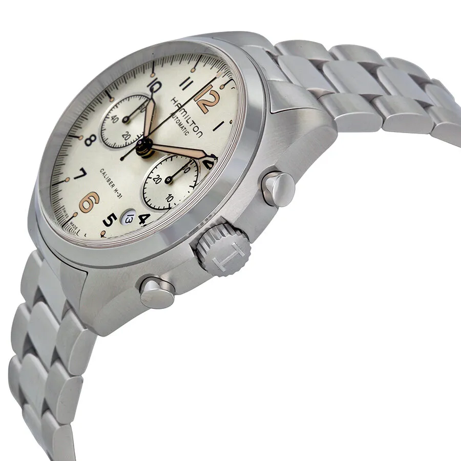 Hamilton Khaki Pilot Pioneer Chronograph Automatic Ivory Dial Men's Watch H76416155