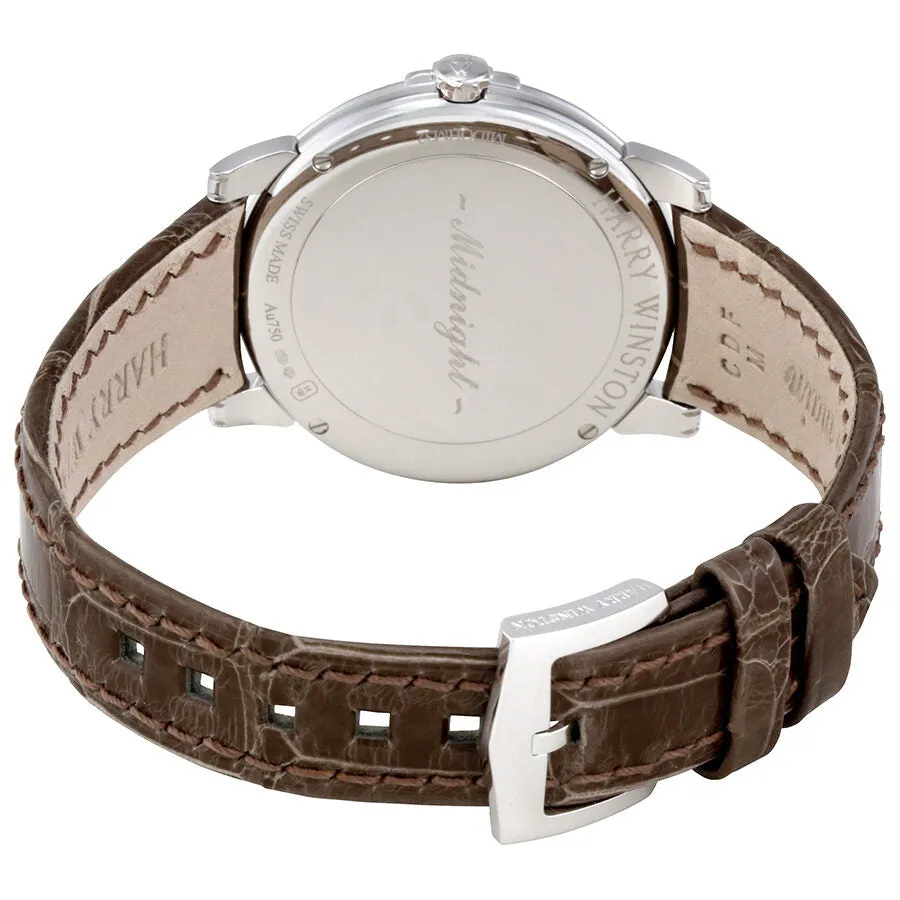 Harry Winston Midnight Silver Dial 18kt White Gold Diamond Satin Ladies Watch MIDQHM32WW002