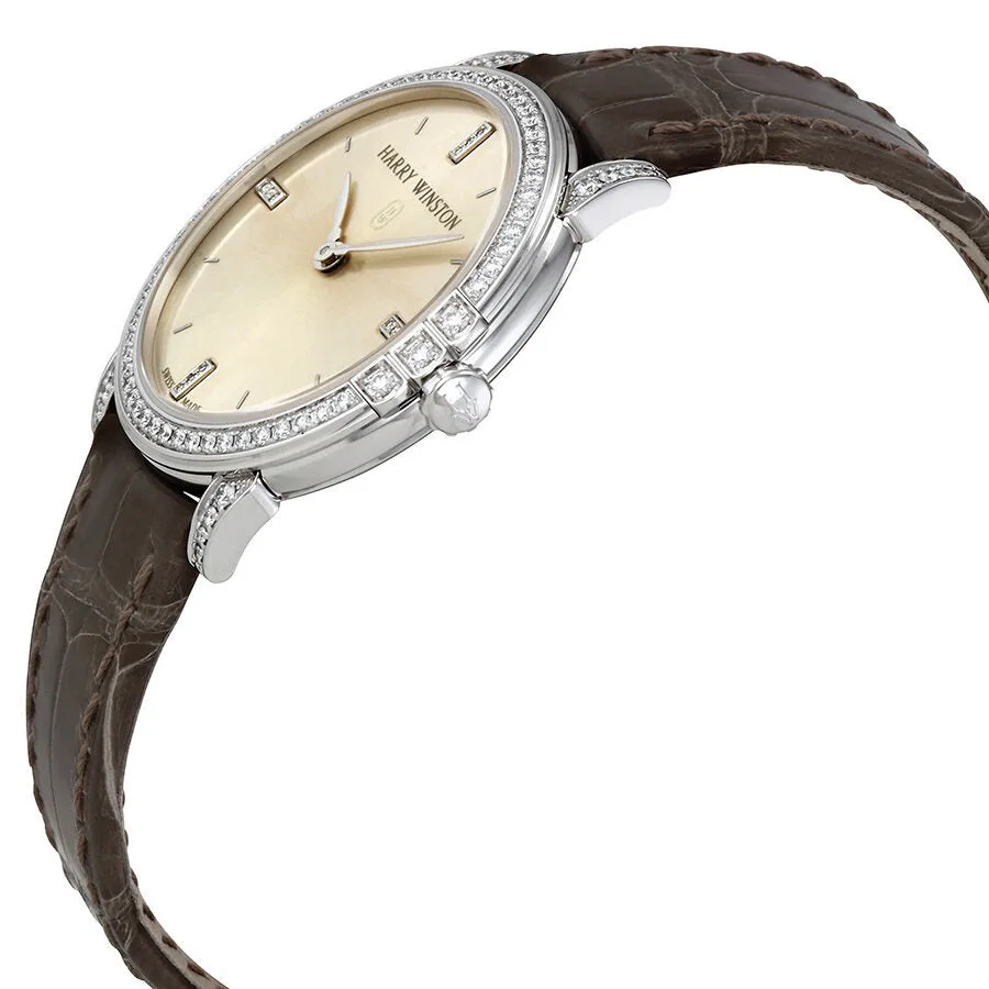Harry Winston Midnight Silver Dial 18kt White Gold Diamond Satin Ladies Watch MIDQHM32WW002