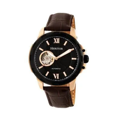 Heritor Automatic Bonavento Semi-Skeleton Leather-Band Watch
