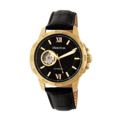 Heritor Automatic Bonavento Semi-Skeleton Leather-Band Watch