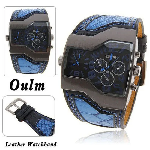 Hot Sale Famous Brand Oulm Men Military Watches With Leather Band Outdoor watches Top Quality