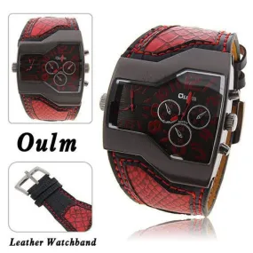 Hot Sale Famous Brand Oulm Men Military Watches With Leather Band Outdoor watches Top Quality