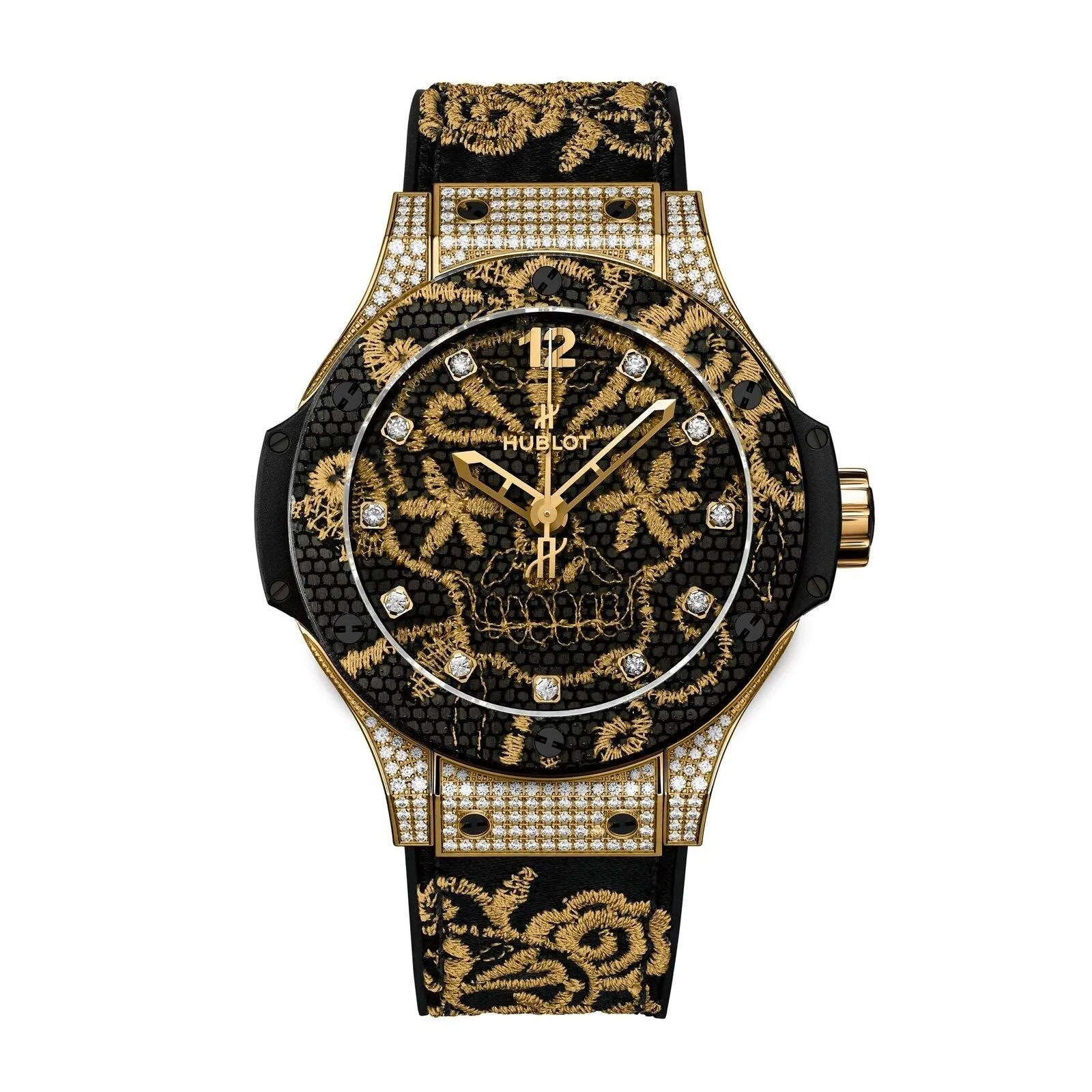 Hublot Big Bang Broderie 18k Yellow Gold Diamond Set Limited Edition Ladies Watch 343.VX.6580.NR.0804