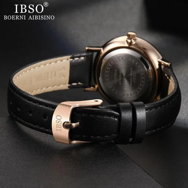 IBSO 36WB Ultra-thin Leather Strap Women's Quartz Watches