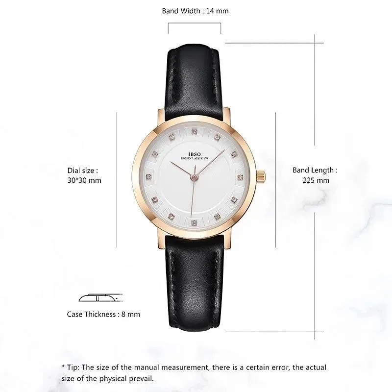 IBSO 36WB Ultra-thin Leather Strap Women's Quartz Watches