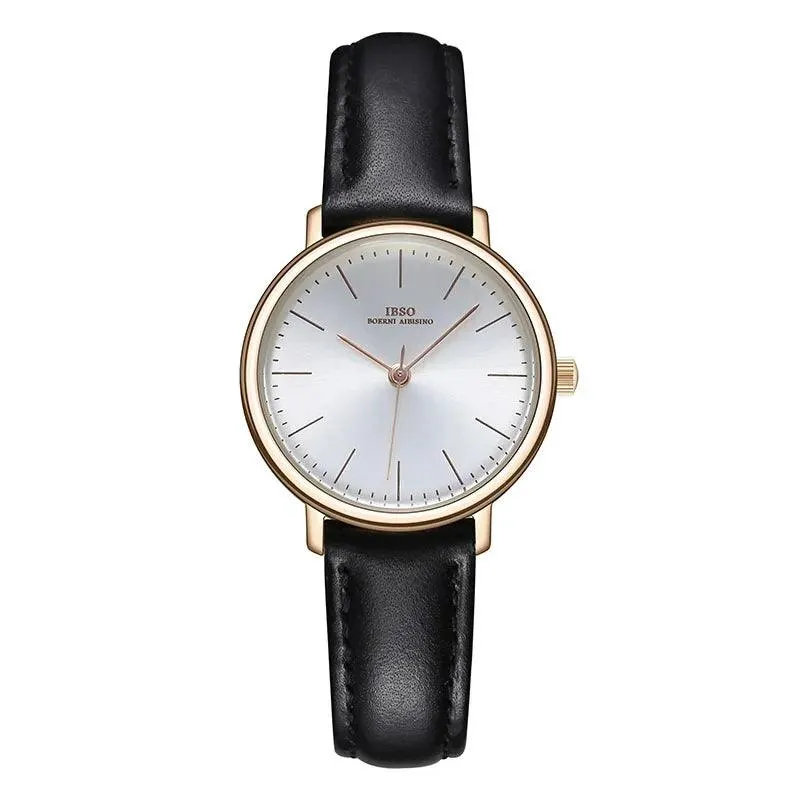 IBSO 36WB Ultra-thin Leather Strap Women's Quartz Watches